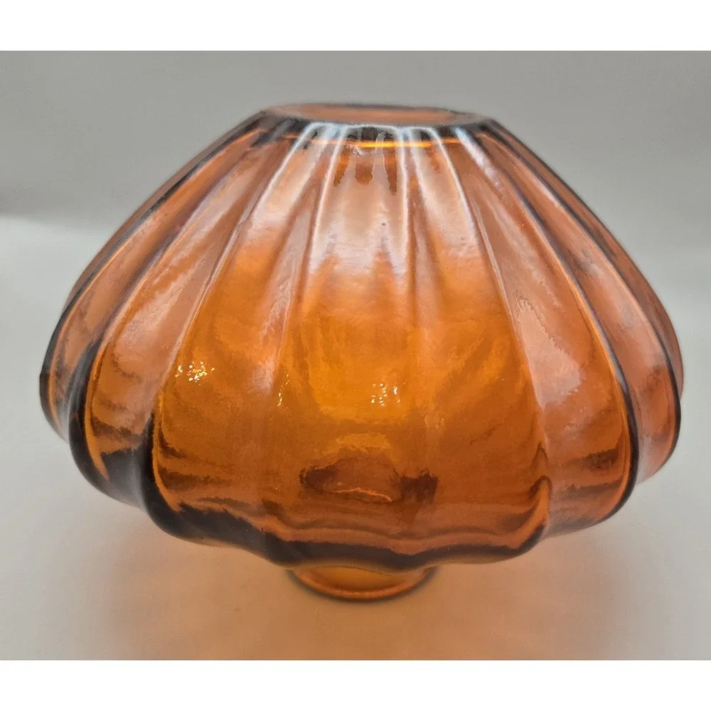 Vintage Vase Orange Gourd  Shaped  Ribbed‎ Vase. 7